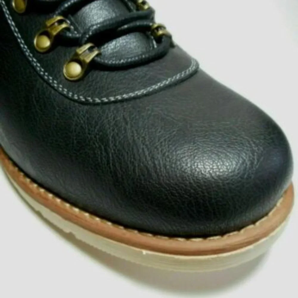 NEW ROUTE 66 Men's Black Tan Lace Up Casual Fashion Chukka Style Boots - Picture 6 of 7